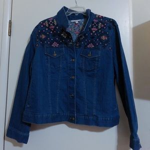 Woman Within Jean Jacket with Embroidered details